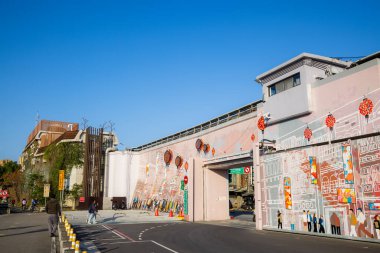 Taipei, Tayvan - 07 Aralık 2023: Taipei şehrindeki Dadaocheng Wharf kapısı