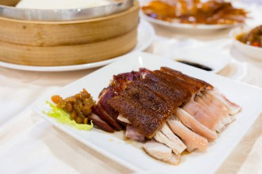 Roasted pork belly in chinese restaurant 