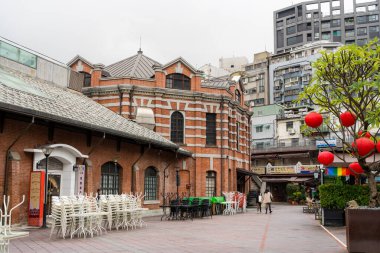 Taipei, Taiwan - 28 December 2023: Red old building in Ximending district