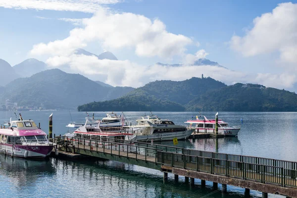 stock image Taiwan - 27 October 2022: Pier dock in Sun Moon Lake of Nantou in Taiwan