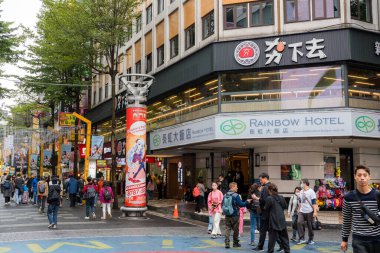 Taipei, Tayvan - 28 Aralık 2023: Ximen ilçesindeki Taipei şehir sokağı