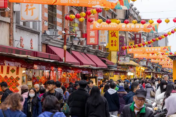 Taipeh Taiwan Januar 2024 Traditioneller Mondneujahr Markt Der Dihua Straße — Stockfoto