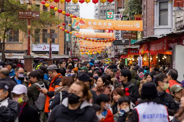 Taipei Taiwán Enero 2024 Mercado Tradicional Año Nuevo Lunar Calle — Foto de Stock