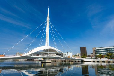 Tayvan - 02 Şubat 2024: Tayvan 'ın Kaohsiung limanındaki Büyük Liman Köprüsü Sahnesi