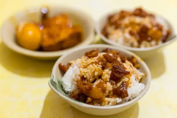 Tajwańska Kuchnia Słodki Sos Sojowy Mielony Ryż Wieprzowy — Zdjęcie stockowe