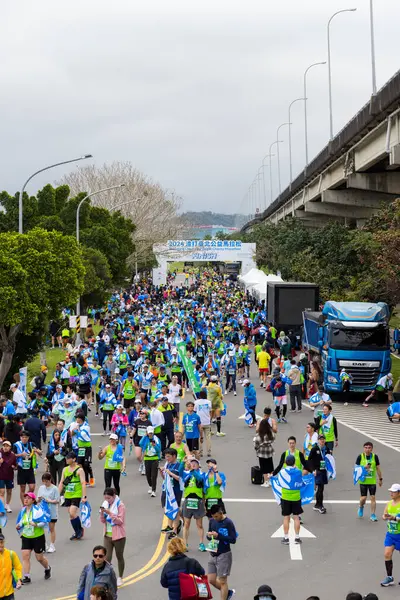 Taipei Taiwán Febrero 2024 Standard Chartered Taipei Charity Marathon —  Fotos de Stock