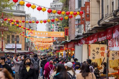 Taipei, Tayvan - 26 Ocak 2024: Çin 'in Taipei şehrinde Dihua Caddesi