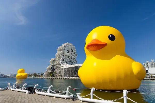 Taiwan February 2024 Kaohsiung Music Center Yellow Duck Floating Bay — Stock Photo, Image