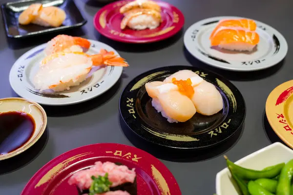 Taiwan December 2023 Dishes Sushi Sushiro Japanese Restaurant — Stock Photo, Image