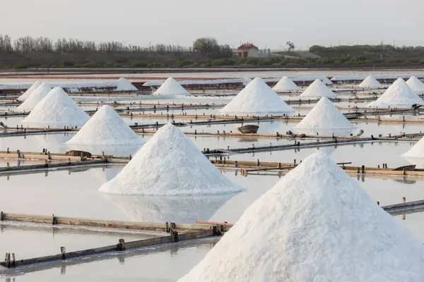 Jingzaijiao Tile Paved Salt Fields Tainan Taiwan ストック写真