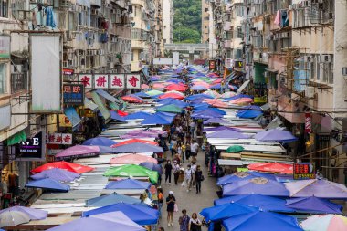 Hong Kong - 23 June 2023: Fa Yuen Street in Mong Kok district at Hong Kong city clipart