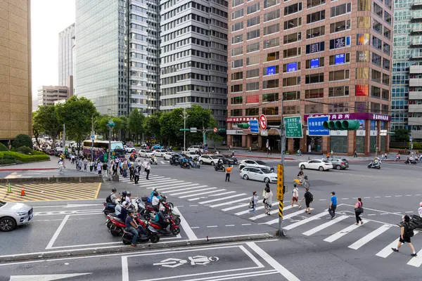 Taiwan June 2023 People Cross Road Taipei City Royalty Free Stock Photos