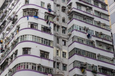 Hong Kong - 08 Nisan 2024: Hong Kong Eski bina cephesi