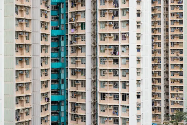 Gevel Van Het Hong Kong Gebouw Rechtenvrije Stockafbeeldingen