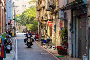  Kaohsiung, Tayvan - 01 Şubat 2024: Tayvan 'ın Kaohsiung şehrinde eski sokak