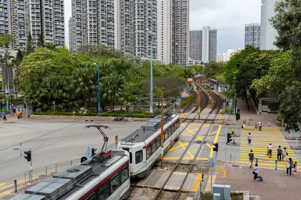 Hongkong April 2024 Hongkongs Bostadsområde Vid Tin Shui Wai Med Stockbild
