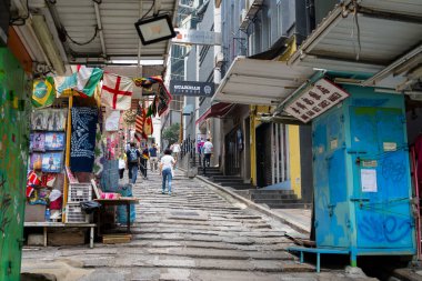 Merkez, Hong Kong - 01 Nisan 2024: Pottinger Caddesi, Hong Kong