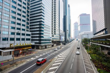 Hong Kong - 01 Nisan 2024: Merkezi bölgedeki Hong Kong şehri