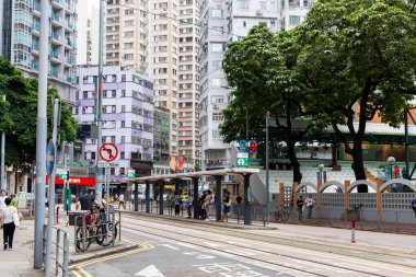 Hong Kong - 27 Nisan 2024: Hong Kong Wan chai bölgesi