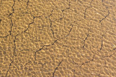 Kuraklık topraklarındaki çatlaklar boyunca su.