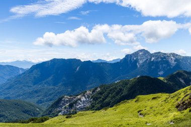 Tayvan - 11 Temmuz 2023: Tayvan 'daki Taroko Milli Parkı' nın Hehuanshan 'ında güzel yürüyüş yolu