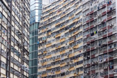 Hong Kong - 08 Nisan 2024: Hong Kong Eski bina cephesi