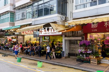 Hong Kong - 27 Nisan 2024: Hong Kong 'da Çiçek Pazarı