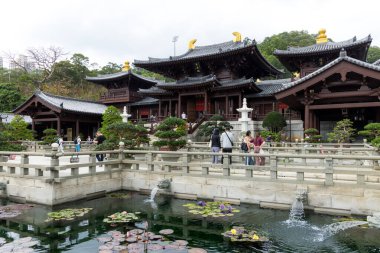 Hong Kong - 30 Mart 2024: Chi Lin Nunnery Hong Kong Diamond Hill 'de