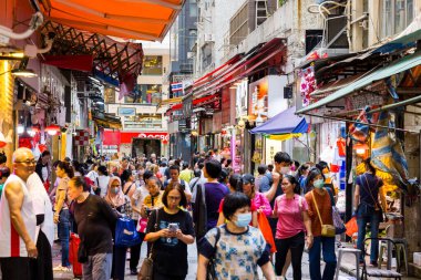 Hong Kong 27 Nisan 2024: Wan Chai şehrinde Hong Kong sulak pazarı