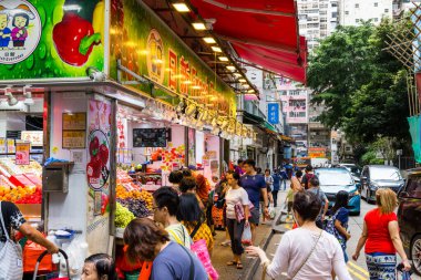 Hong Kong 27 Nisan 2024: Wan chai bölgesinde Hong Kong sulak pazarı