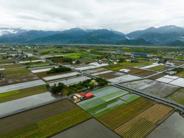 Tayvan 06 Aralık 2023: Tayvan 'da Yilan kırsalının en üst manzarası