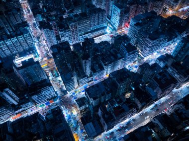 Hong Kong kowloon sham shui po bölgesinin tepeden aşağı manzarası