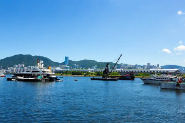 Hong Kong 23 Haziran 2016: Kwun Tong 'da Hong Kong sahili