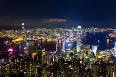 Hong Kong 22 Haziran 2016: Hong Kong 'da gece gökyüzü