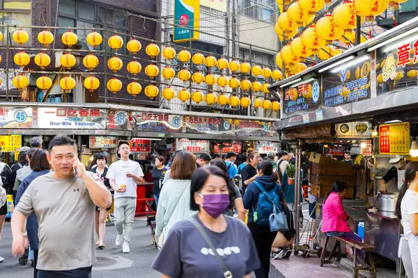 stock image Taiwan 16 May 2024: Keelung Miaokou Night Market in Keelung city of Taiwan