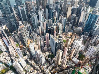 Hong Kong 16 Aralık 2021: Merkezi bölgedeki Hong Kong manzarası 