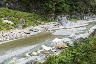 Tayvan Hualien Taroko Gorge Milli Parkı 'ndaki güzel manzara.