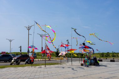 Tayvan 10 Mayıs 2024: Tayvan 'daki hsinchu nanliao parkında uçurtma satmak