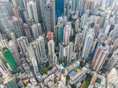 Hong Kong 16 Aralık 2021: Merkezi bölgedeki Hong Kong manzarası 