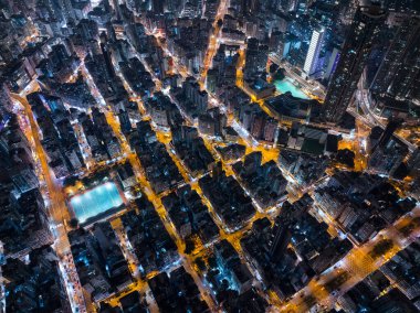 Hong Kong kowloon sham shui po bölgesinin tepeden aşağı manzarası