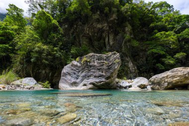 Taroko National Park with beautiful water pond lake clipart