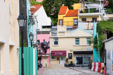 Macau 29 Haziran 2023: Macau Taipa 'da hediyelik eşya sokağı