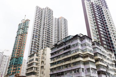 Hong Kong eski tarz apartman cephesi