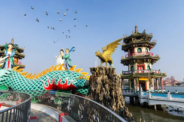 stock image Taiwan 31 January 2024: Kaohsiung Dragon and Tiger Pagodas temple at Taiwan