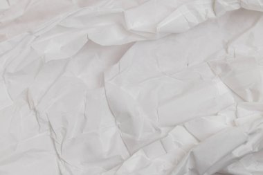 Buruşmuş beyaz kağıt arkaplan dokusu yakın plan