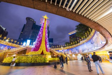 Taipei, Tayvan 26 Kasım 2024: Taiwa 'nın Banqiao ilçesindeki New Taipei şehrinde Noel Diyarı