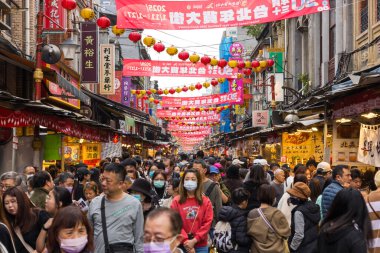 Taipei, Tayvan 22 Ocak 2025: Çin 'in Taipei şehrinde Dihua Caddesi