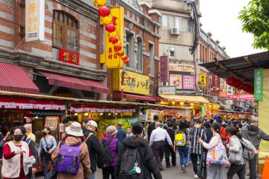 Taipei, Taiwan 22 January 2025: Dihua street in Taipei city in Chinese new year period clipart