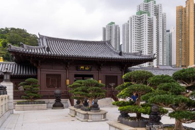 Hong Kong 30 Mart 2024: Nan Lian Garden 'da geleneksel Çin bahçesi, Chi Lin Nunnery, Hong Kong