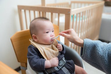 Bebekleri Besleyen Kadın Evde Yumuşak Püre Yemeği